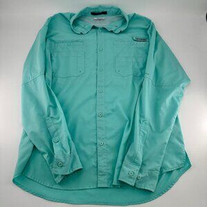 Columbia Mens Tamiami PFG Long Sleeve Shirt Teal Size XL